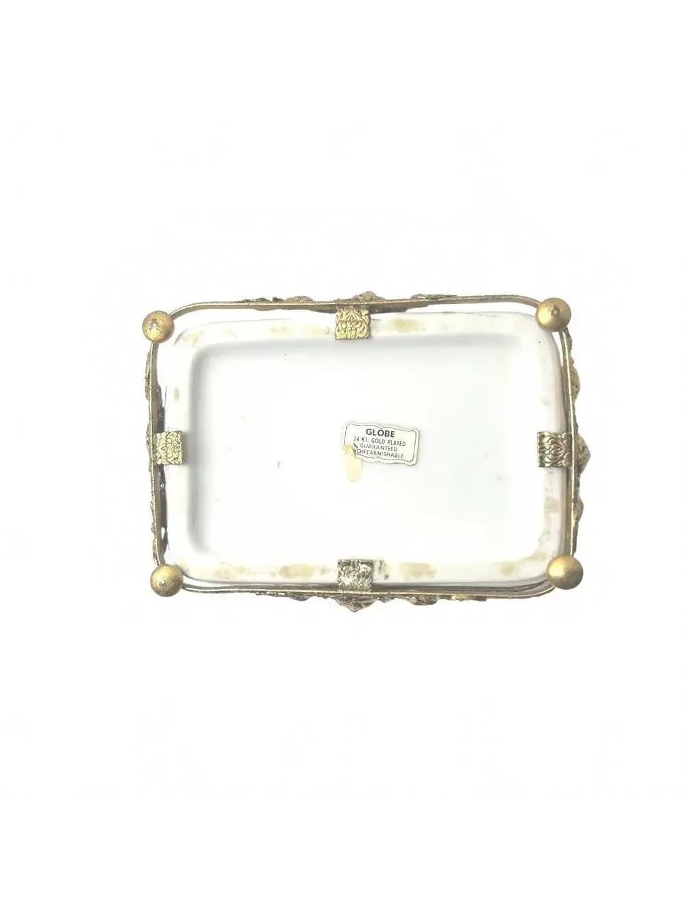 Vintage White Porcelain and Brass Decorative Hollywood Regency Vanity Set